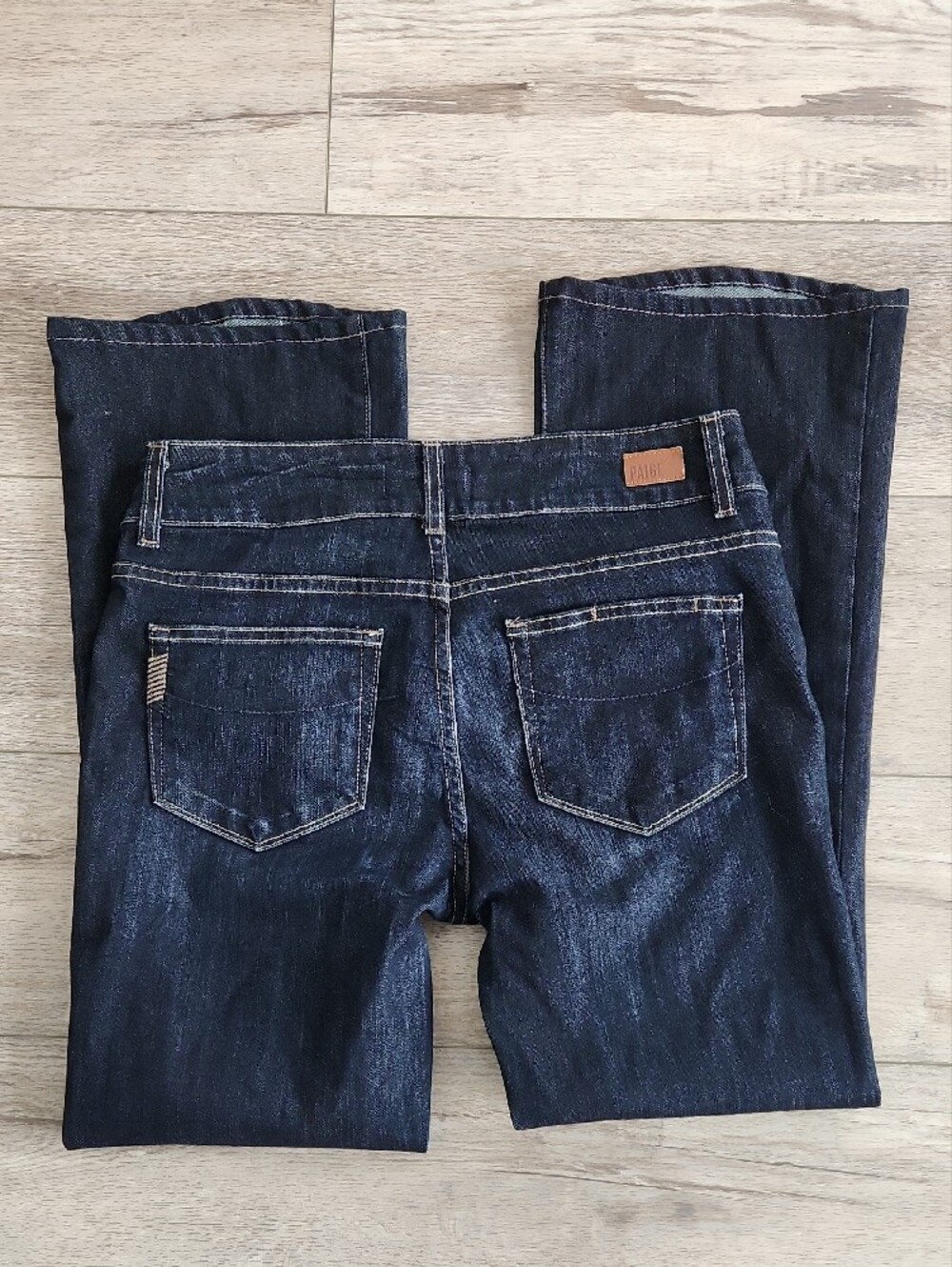 PAIGE Dark Indigo Flare Jeans Hidden Hills - Picture 8 of 15